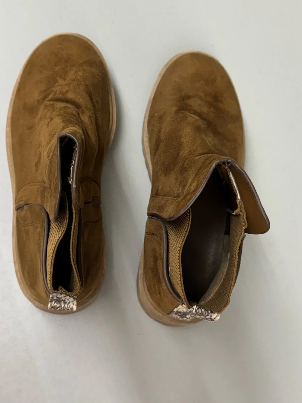 Worthington Warm Winter Tan Suede Chelsea Platform Booties